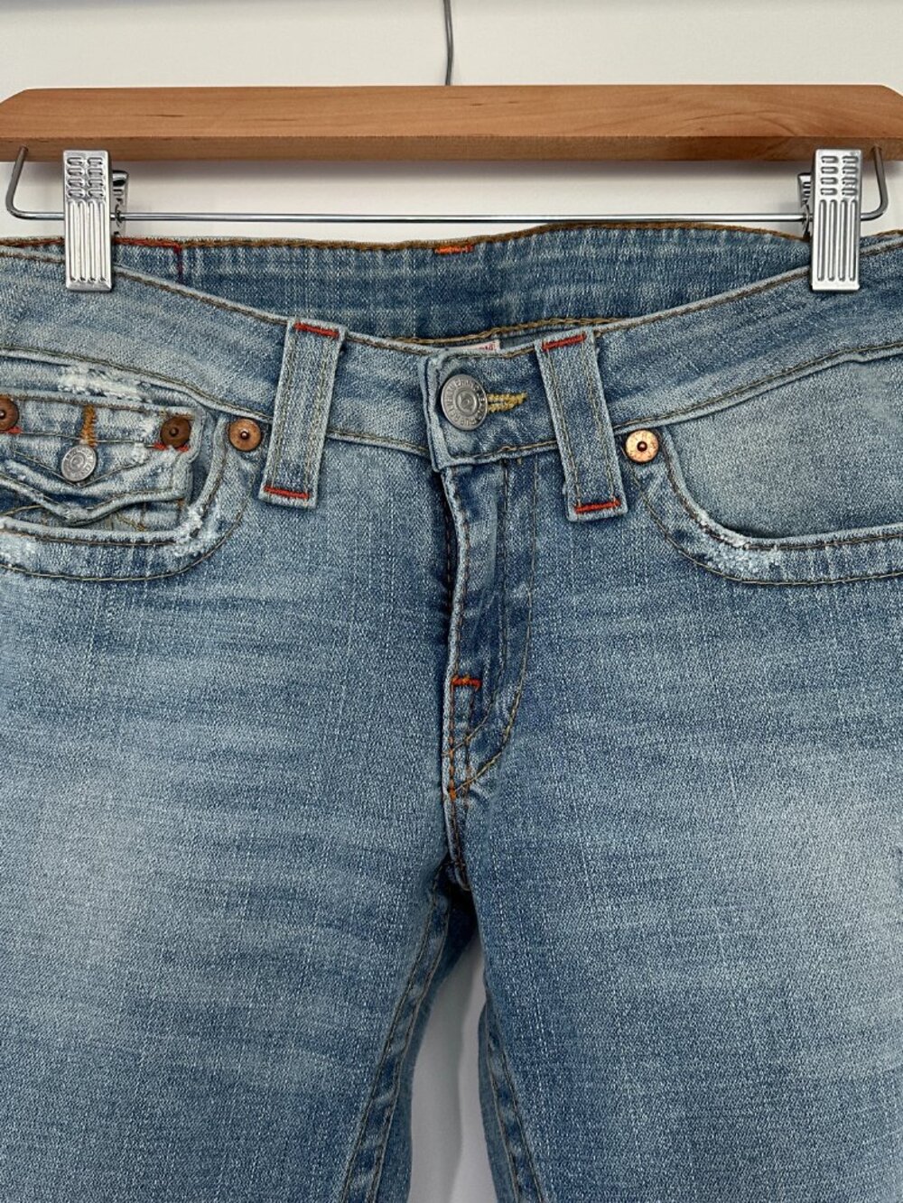 True Religion Joey Low Rise Flare Leg Size 28 Light Blue - Picture 10 of 11